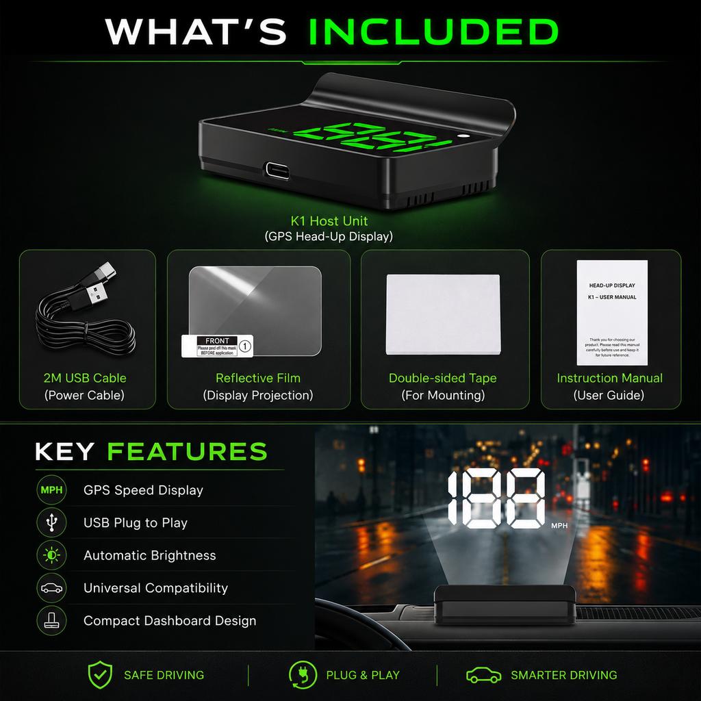 Universal GPS Head-Up Display (HUD) – Digital Speed Projector