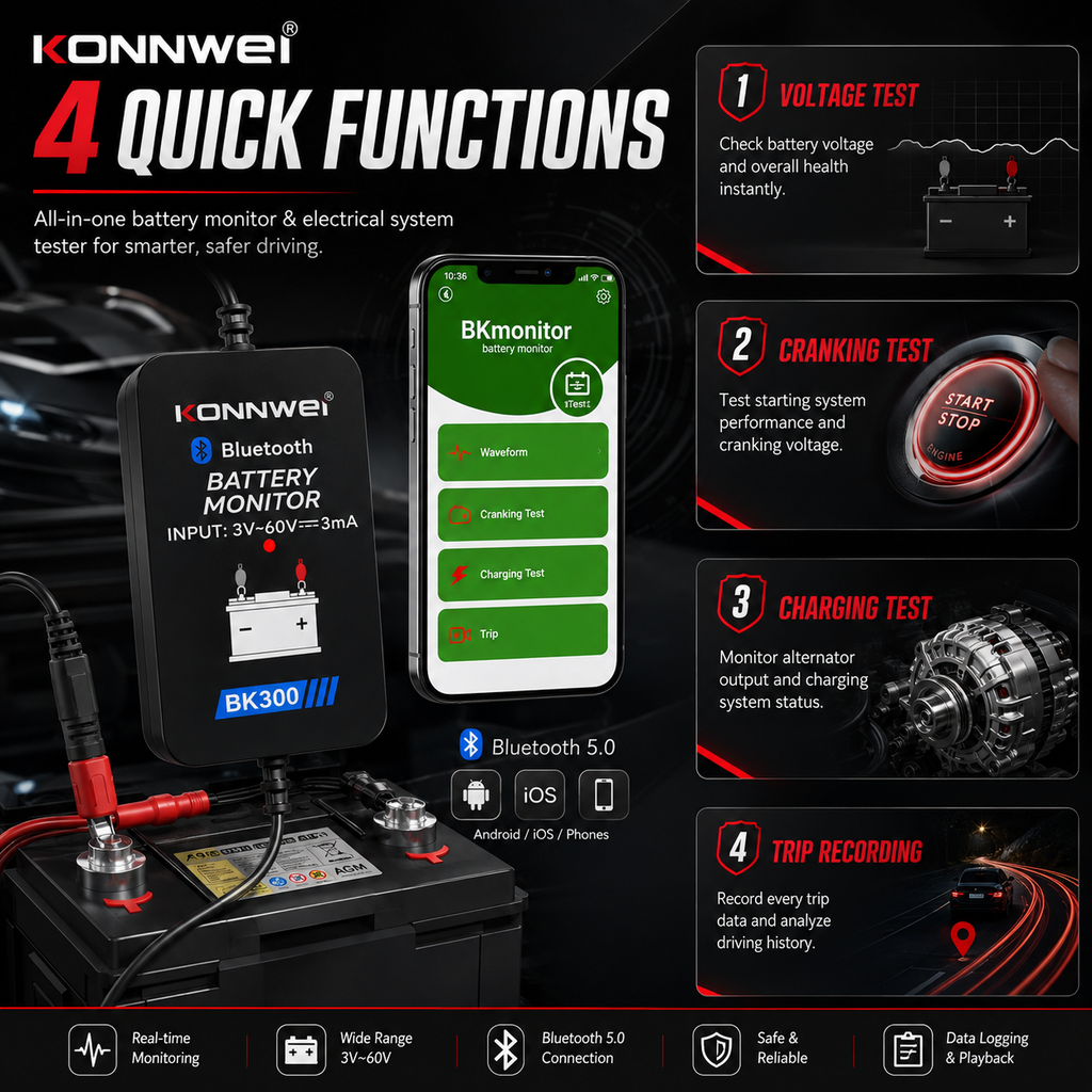 Bluetooth Smart Car Battery Monitor (12V)