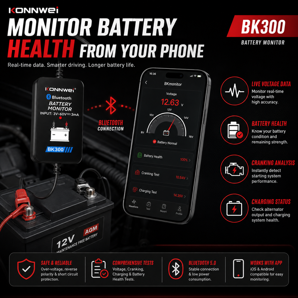 Bluetooth Smart Car Battery Monitor (12V)