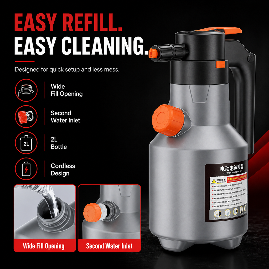2L Rechargeable Electric Foam Sprayer – Snow Foam Car Wash Bottle