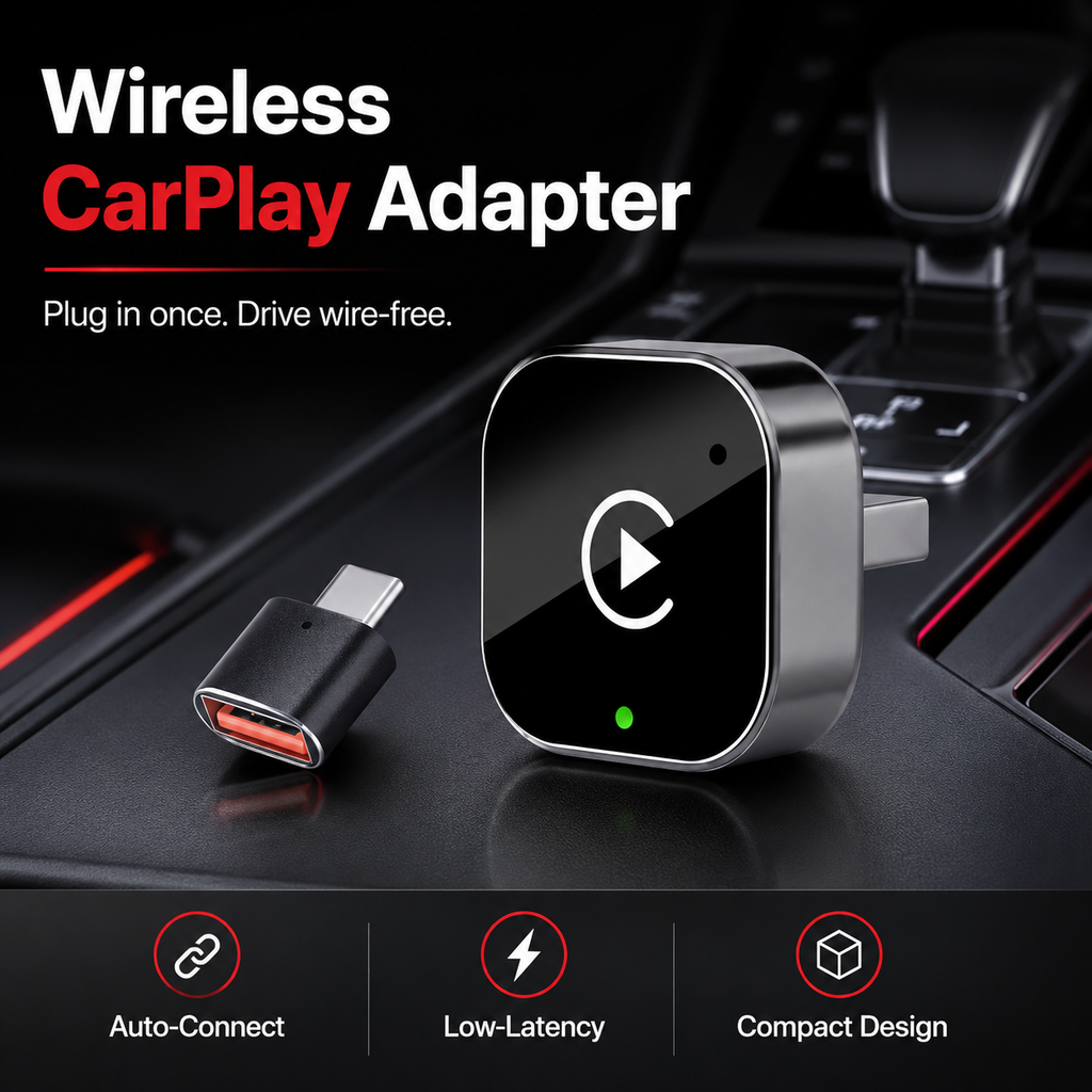 Wireless Apple CarPlay & Android Auto Adapter – Plug & Play