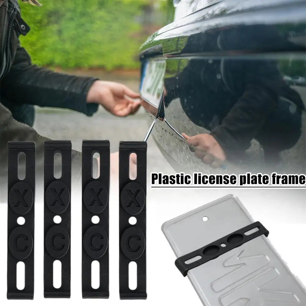 Frameless License Plate Mount 4PCS Weather-Proof Frameless Car Tag Frame For Front And Rear Car Tags
